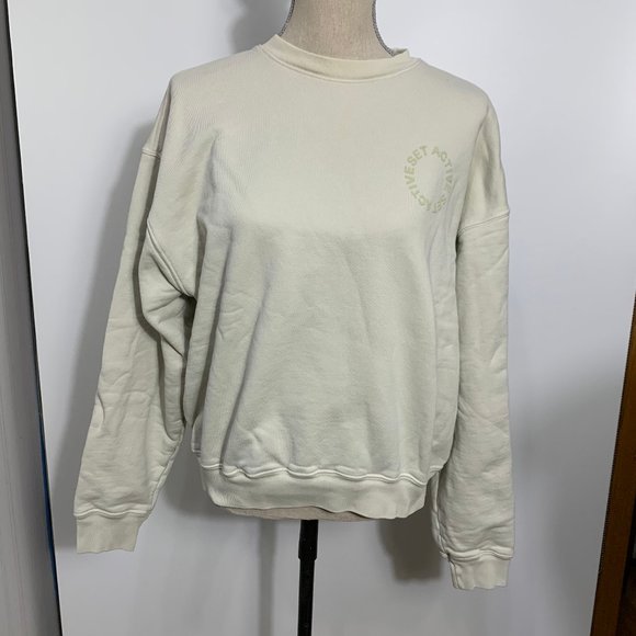 Set Active Beige Heavy Crewneck Sweatshirt Size Small - Picture 4 of 10